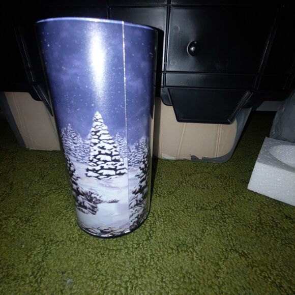 Lighted Scenic Snowy Church & Horse Drawn Sleigh Hurricane Lamp - New - Picture 3 of 4